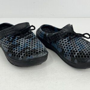 Unbranded Kids Rubber Slippers Size 2.5 EU 33 Blue Gray Camouflage Round Toe
